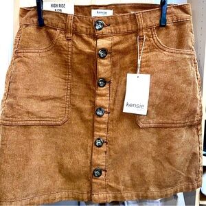 Kensie Jeans “The Skirt” Corduroy NWT high-waisted w/buttons mini skirt